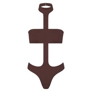 NWT SKIMS Recycled Swim Cut Out Halter Monokini in Cocoa Size 3X